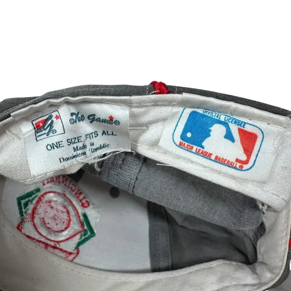 Vintage The Game Cincinnati Reds Snapback Hat‎ Baseball Cap OS Gray Red 90s